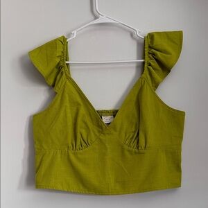 A New Day Green Ruffle Crop Top